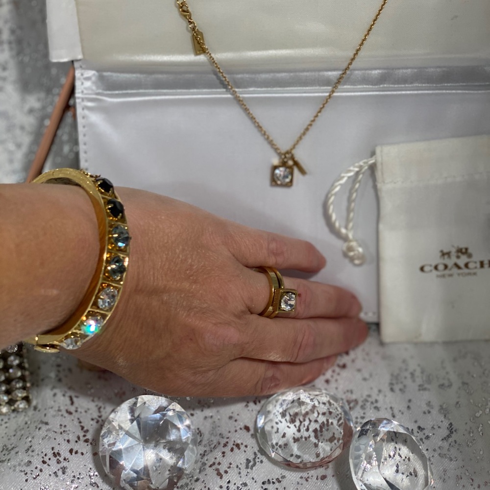 Coach jewelry Necklace, 2 rings , Bangle Bracelet